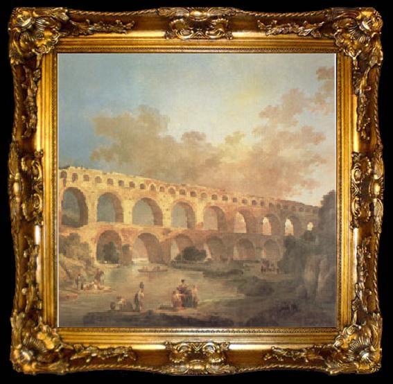 framed  ROBERT, Hubert The Pont du Gard (mk05), ta009-2