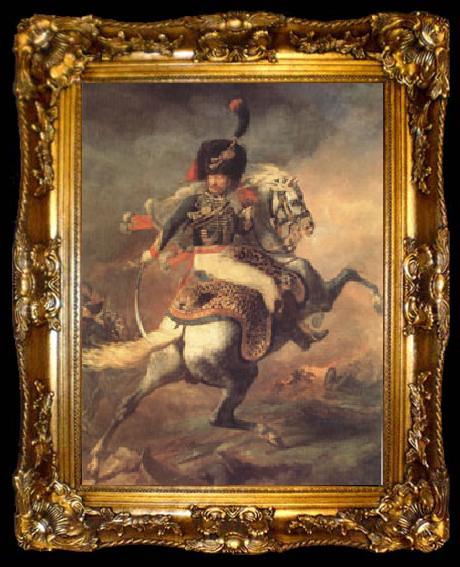 framed  Theodore   Gericault An Officer of the Imperial Horse Guards Charging (mk05), ta009-2