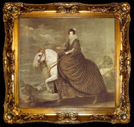 framed  Diego Velazquez Portrait equestre de la reine Elisabeth (df02), ta009-2