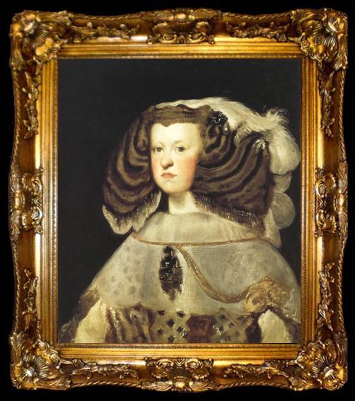 framed  Diego Velazquez Portrait de la reine Marie-Anne (df02), ta009-2