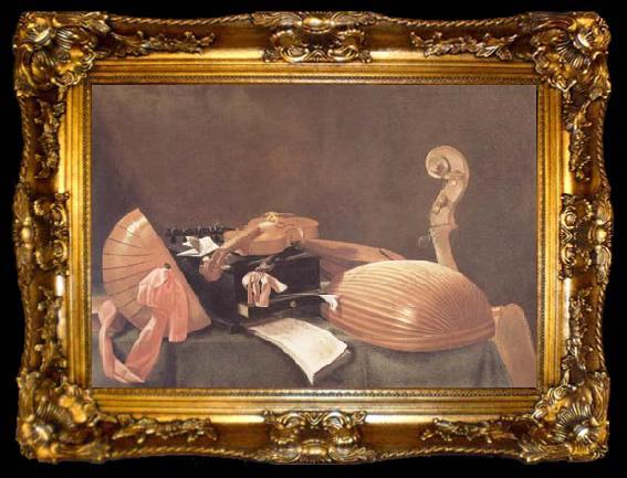 framed  Evaristo Baschenis Still Life of Musical Instruments (mk14), ta009-2