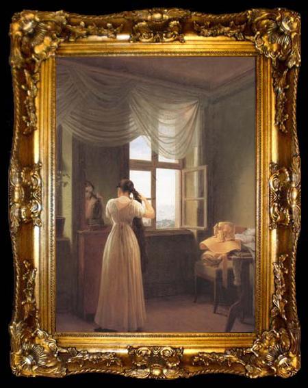 framed  Georg Friedrich Kersting Woman before a Mirror (mk10), ta009-2