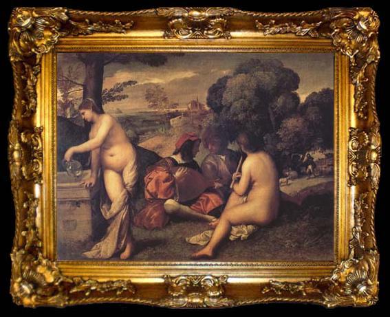 framed  Giorgione Fete champetre(Concerto in the Country) (mk14), ta009-2