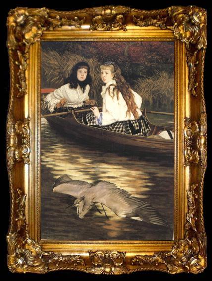 framed  James Tissot On the Thames a Heron (nn01), ta009-2