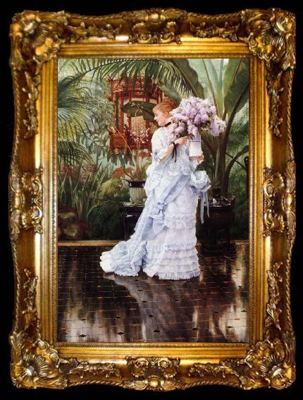 framed  James Tissot The Bunch of Lilacs (nn01), ta009-2