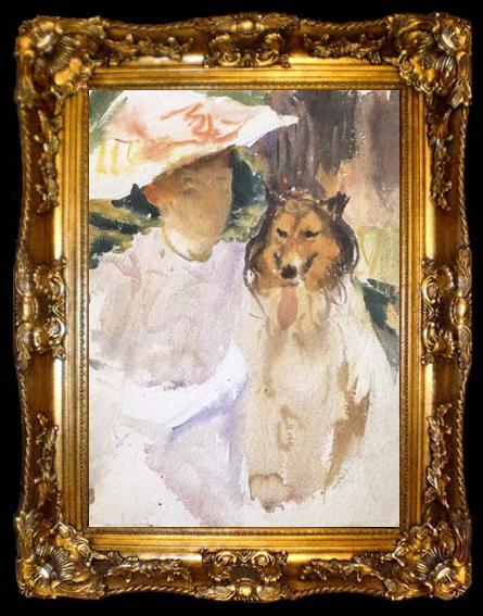 framed  John Singer Sargent Woman with Collie (mk18), ta009-2