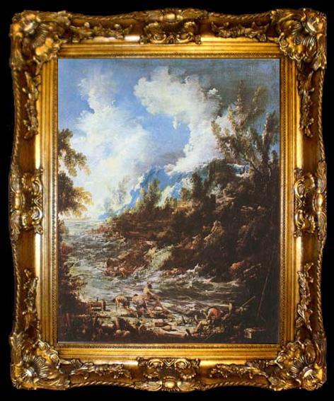 framed  MAGNASCO, Alessandro Seascape with Fishermen and Bathers (mk08), ta009-2