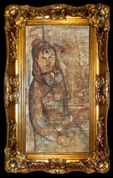 framed  Amedeo Modigliani Femme assise tenant un verre (mk39), ta009-2