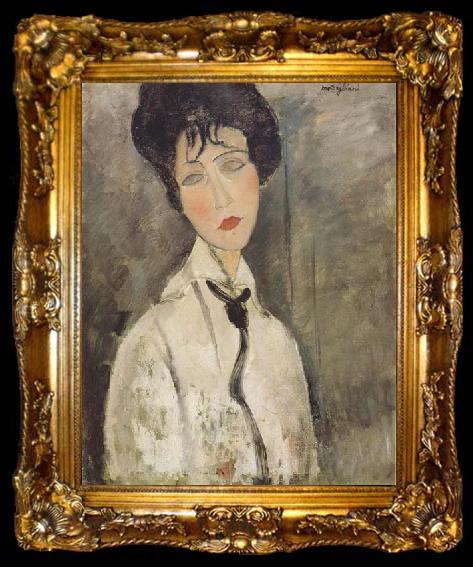 framed  Amedeo Modigliani Femme a la cravate noire (mk38), ta009-2