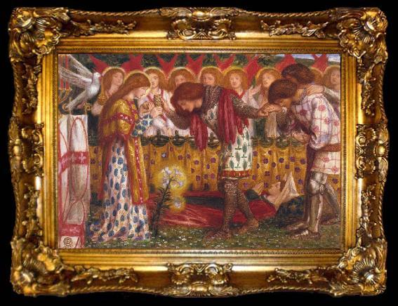 framed  Dante Gabriel Rossetti How Sir Galahad,Sir Bors and Sir Percival were Fed with the Sanc Grael But Sir Percival