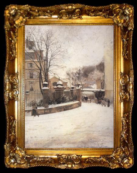 framed  Edouard Castres Snowed up Street in Paris (nn02), ta009-2