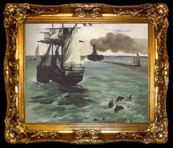 framed  Edouard Manet Les marsouins,marins (mk40), ta009-2