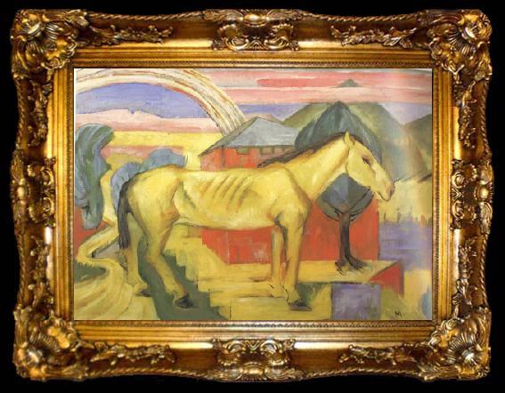 framed  Franz Marc Long Yellow Horse (mk34), ta009-2