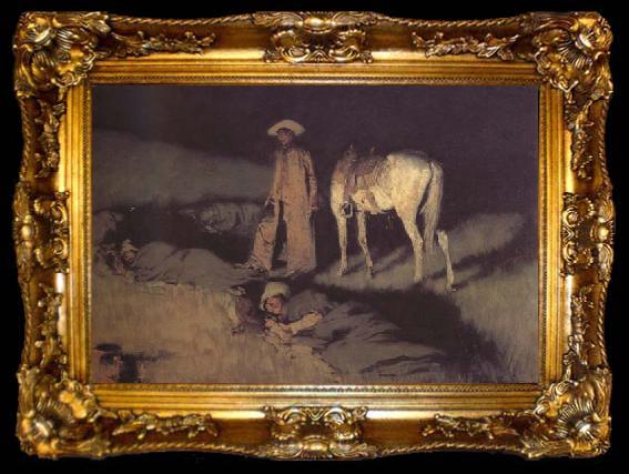 framed  Frederic Remington In from the Night Herd (mk43), ta009-2