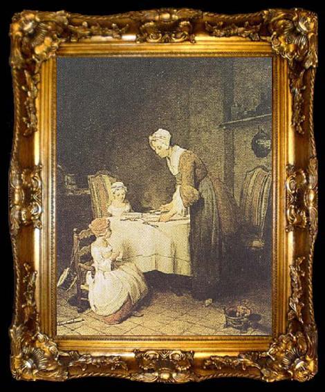 framed  Jean Baptiste Simeon Chardin Saying Grace (mk35), ta009-2