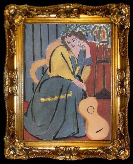 framed  Henri Matisse Woman in Yellow and blue with Guitar (mk35), ta009-2