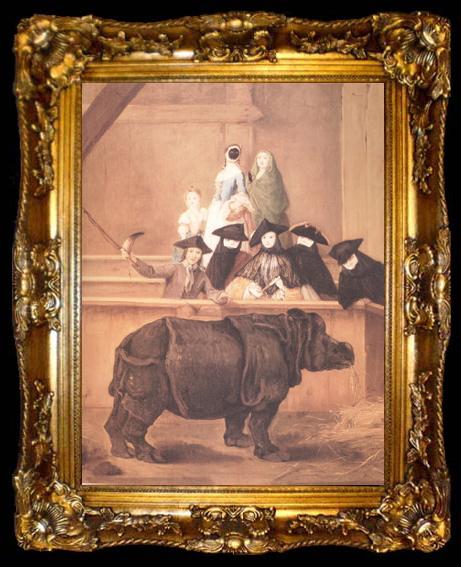 framed  Pietro Longhi Exhibition of a Rhinoceros at Venice (nn03), ta009-2