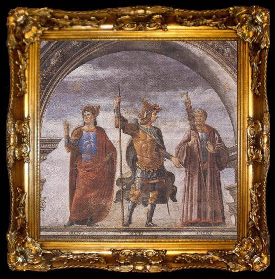 framed  Sandro Botticelli Domenico Ghirlandaio and Assistants,The Roman heroes Decius Mure,Scipio and Cicero (mk36), ta009-2