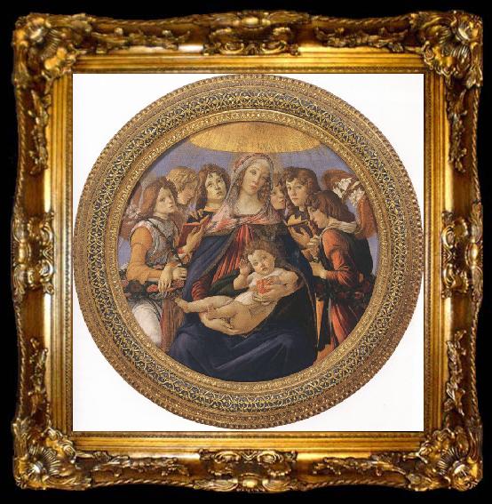 framed  Sandro Botticelli Madonna and Child with six Angels or Madonna of the Pomegranate (mk36), ta009-2
