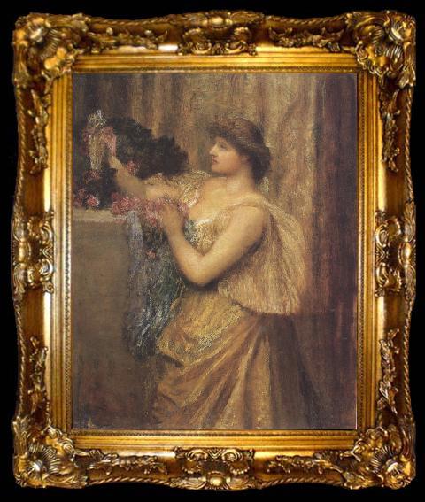framed  Sir edward coley burne-jones,Bt.,A.R.A.,R.W.S Portrait of Mrs.William J.Stillman,nee Marie Spartali (mk37), ta009-2