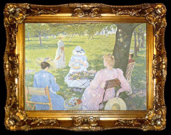 framed  Theo Van Rysselberghe Family in an Orchard (nn02), ta009-2