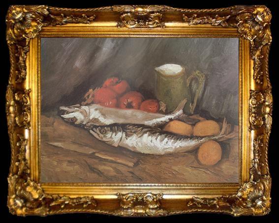 framed  Vincent Van Gogh Still life with mackerels,Lemons and Tomatoes (nn04), ta009-2