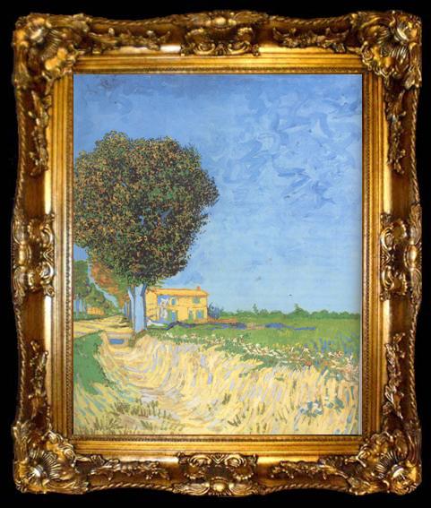 framed  Vincent Van Gogh Pink Peach Tree in Blossom (nn04), ta009-2