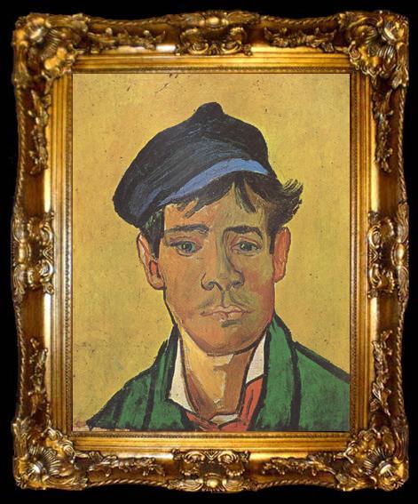 framed  Vincent Van Gogh Young Man with a Cap (nn04), ta009-2