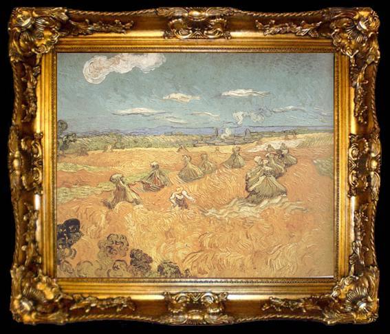 framed  Vincent Van Gogh Wheat Stacks wtih Reaper (nn04), ta009-2