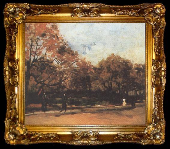 framed  Vincent Van Gogh The Bois de Boulogne with People Walking (nn04), ta009-2