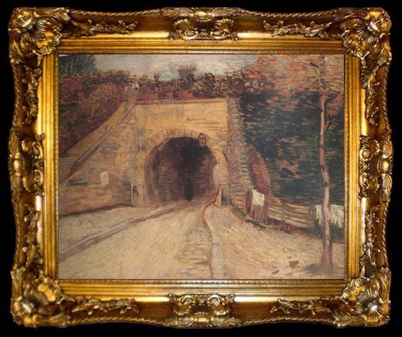 framed  Vincent Van Gogh Roadway wtih Underpass (nn04), ta009-2