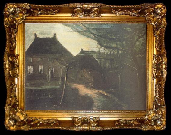 framed  Vincent Van Gogh The Parsonage at Nuenen by Moonlight (nn04), ta009-2