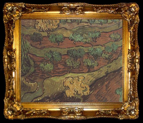 framed  Vincent Van Gogh Olive Trees against a Slope of a Hill (nn04), ta009-2