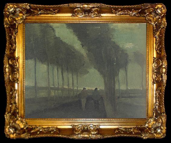 framed  Vincent Van Gogh Country Lane with Two Figures (nn04), ta009-2