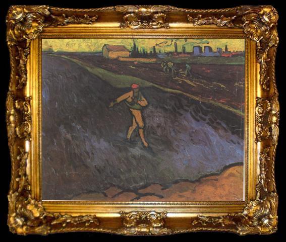framed  Vincent Van Gogh The Sower:Outskirts of Arles in the Background (nn04), ta009-2