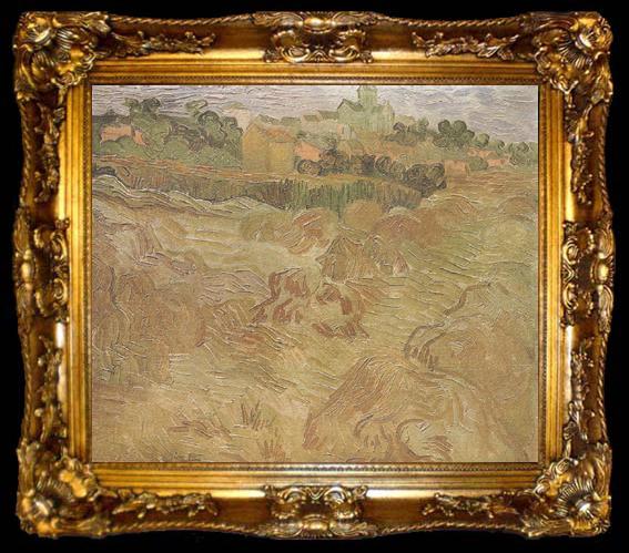 framed  Vincent Van Gogh Wheat Fields with Auvers in the Background (nn04), ta009-2