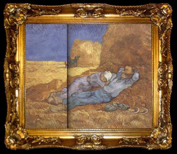 framed  Vincent Van Gogh Noon:Rest from Work (nn04), ta009-2