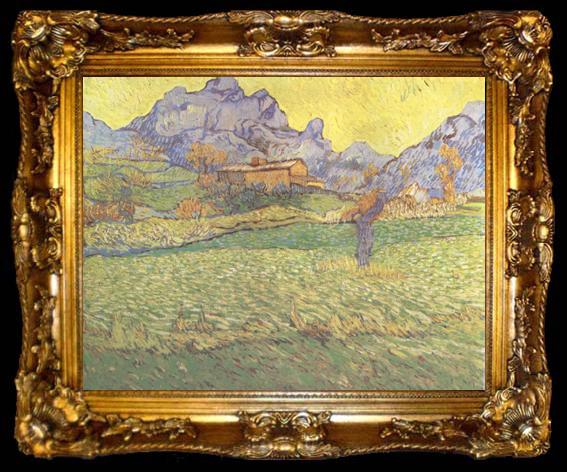 framed  Vincent Van Gogh A Meadow in the Mounatains:Le Mas de Saint-Paul (nn04), ta009-2