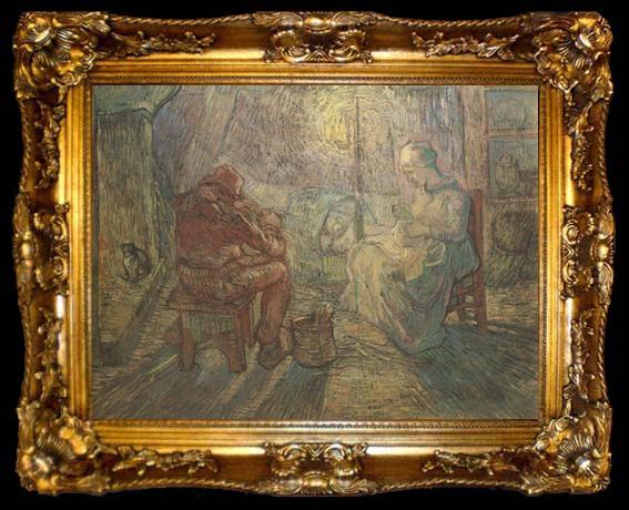 framed  Vincent Van Gogh Evening:The Watch (nn04), ta009-2