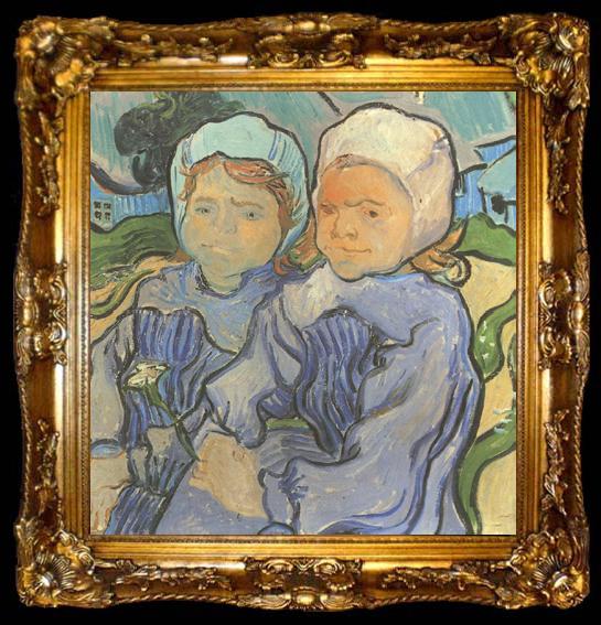 framed  Vincent Van Gogh Two Children (nn04), ta009-2