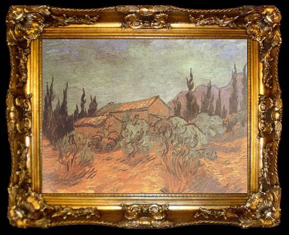 framed  Vincent Van Gogh Wooden Sheds (nn04), ta009-2