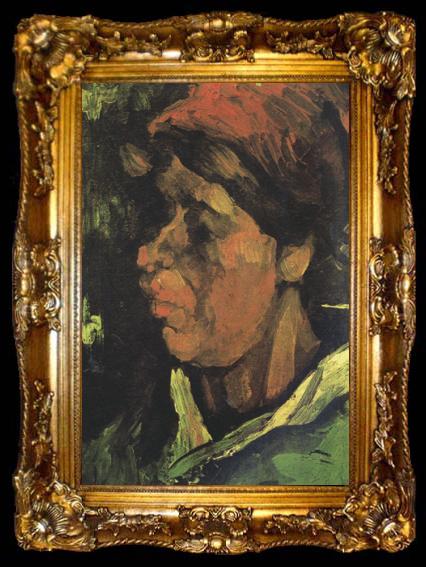 framed  Vincent Van Gogh Head of a Peasant Woman with Dark Cap (nn040, ta009-2