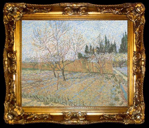 framed  Vincent Van Gogh Orchard with Peach Trees in Blossom (nn04), ta009-2