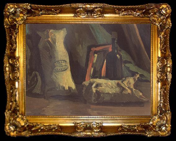 framed  Vincent Van Gogh Still Life with Two Sacks and a Bottle (nn040, ta009-2