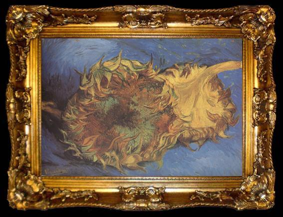framed  Vincent Van Gogh Two Cut Sunflowers (nn04), ta009-2