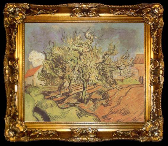 framed  Vincent Van Gogh Landscape with Three and a House (nn04), ta009-2