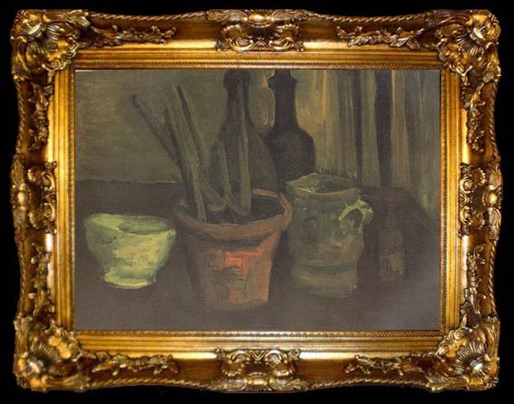 framed  Vincent Van Gogh Still Life with Paintbrushes in a Pot (nn04), ta009-2