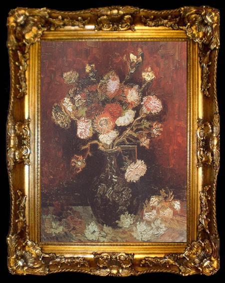 framed  Vincent Van Gogh Vase wtih Asters and Phlox (nn04), ta009-2