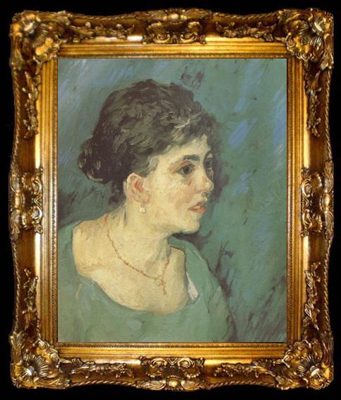 framed  Vincent Van Gogh Portrait of a woman in Blue (nn04), ta009-2