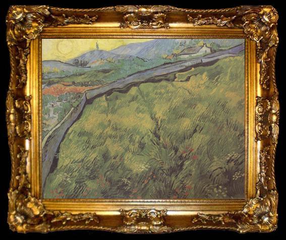 framed  Vincent Van Gogh Field of Spring Wheat at Sunrise (nn04), ta009-2